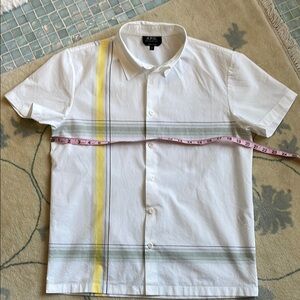 A.P.C. White and Yellow Casual Button Down Shirt. Cotton